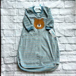 Carter’s Baby Fleece Sleep Sack Bear Blue Gray Striped 3-6 Months NWT